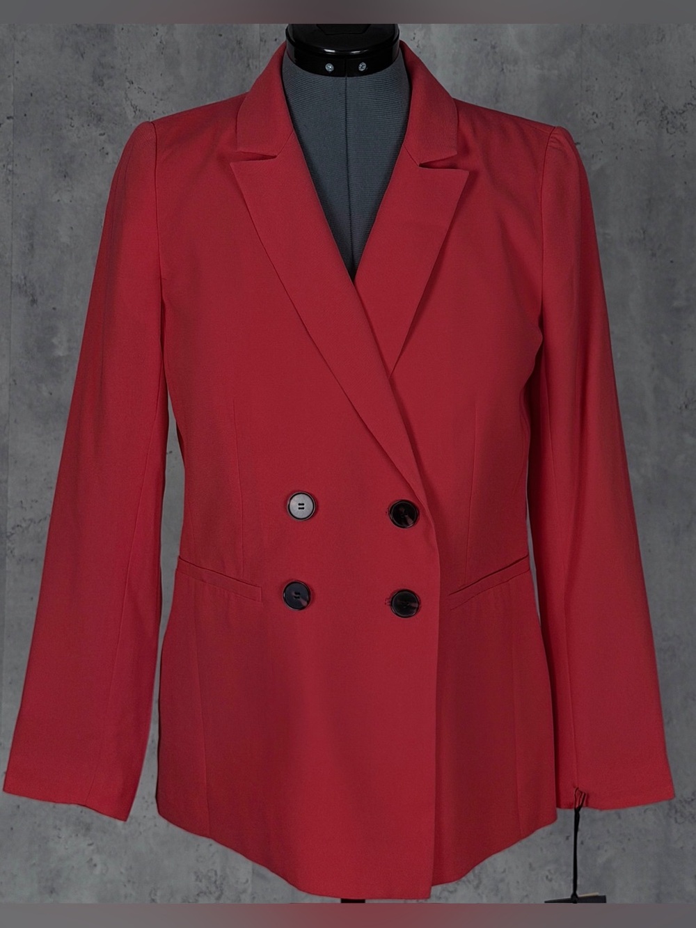 HALOGEN Red Hibiscus Coral Orange Double Breasted Blazer Suit Jacket NWT SP S